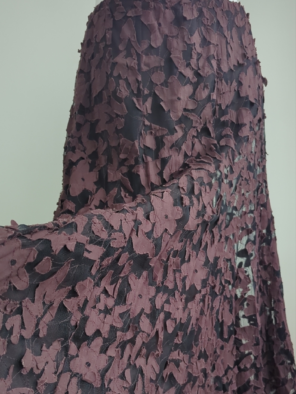 Coldwater Creek Layered Floral Maxi Skirt With Brown Flowers On Black Mesh - Picture 3 of 9